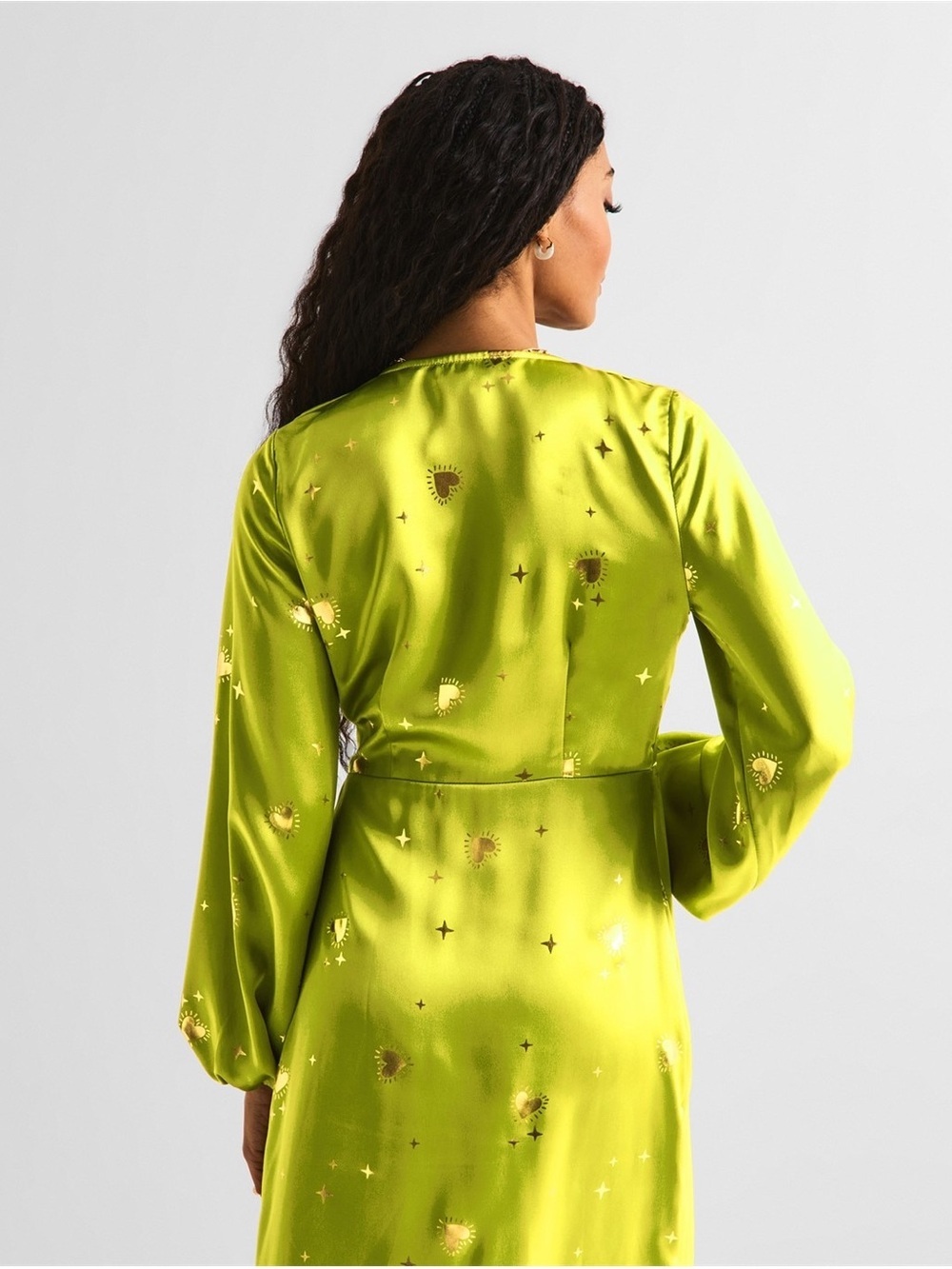 Never Fully Dressed Vienna Hearts Wrap Midi Dress in Satin Size 2 - Picture 2 of 13